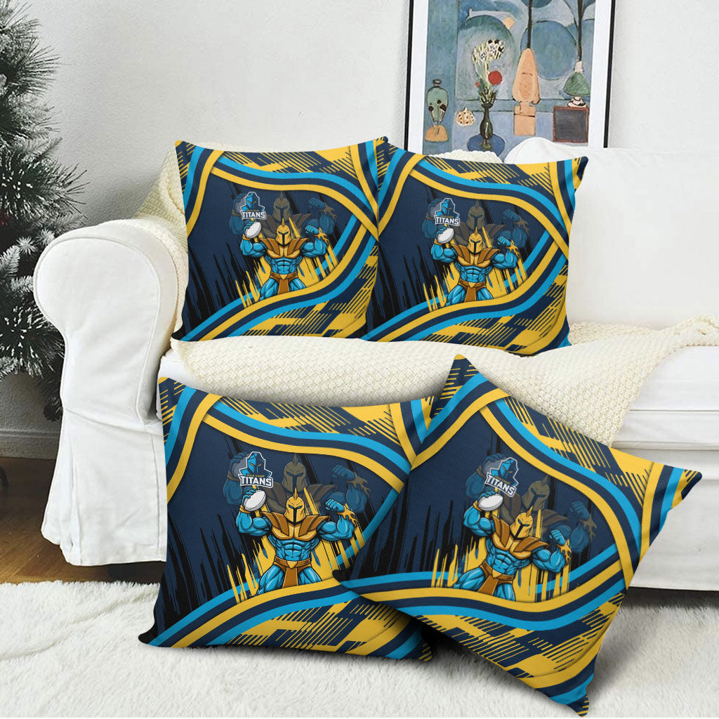 Titans Rugby Mascot Pillow Cover Fierce Athlete Graphic in Sports Style