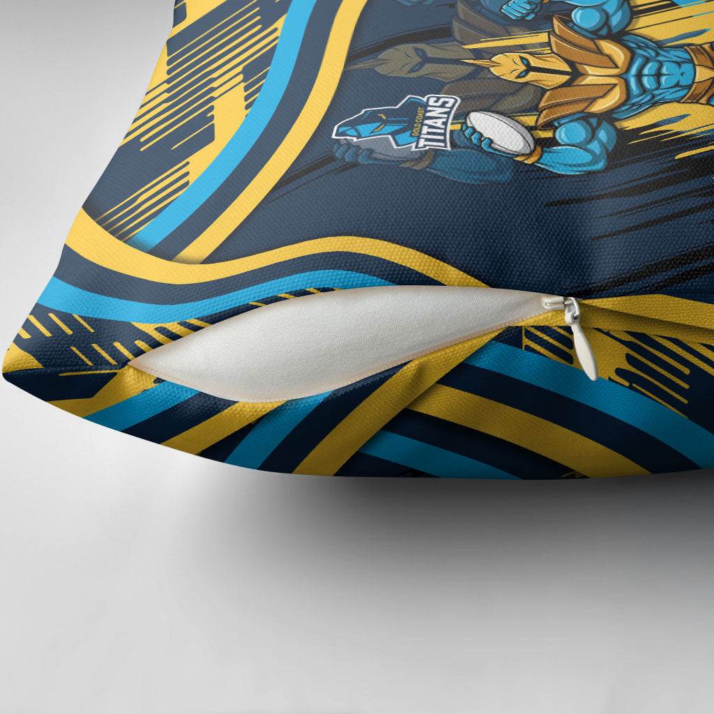 Titans Rugby Mascot Pillow Cover Fierce Athlete Graphic in Sports Style