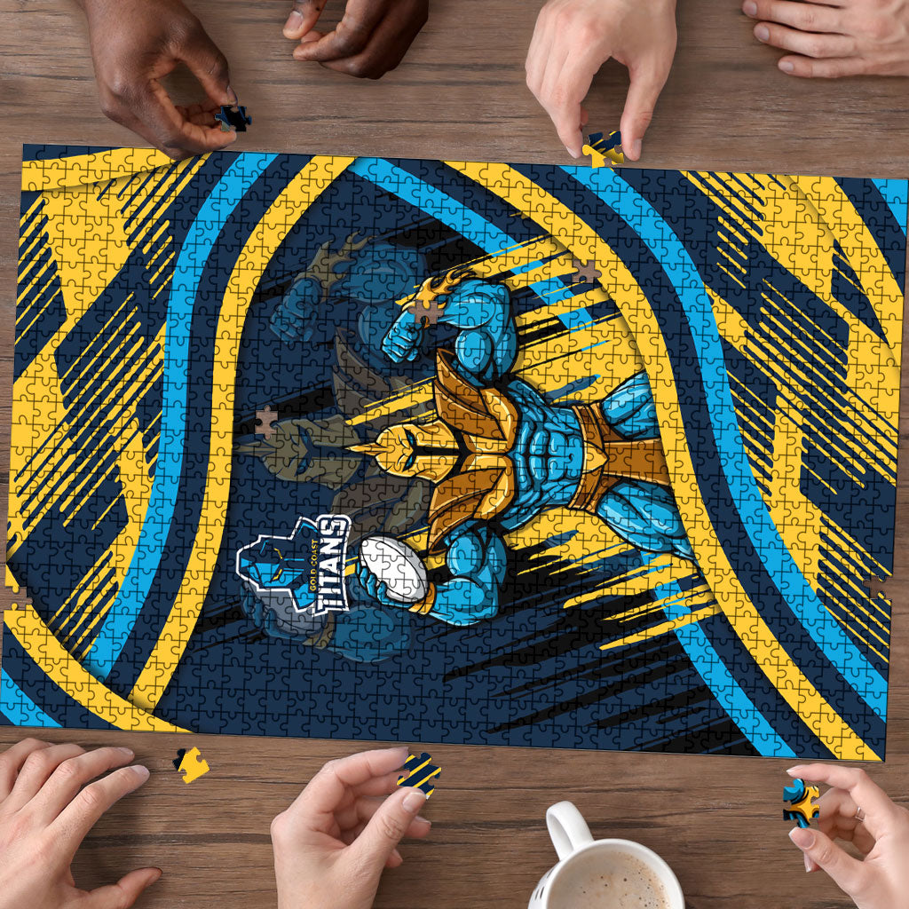 Titans Rugby Mascot Puzzle Fierce Athlete Graphic in Sports Style
