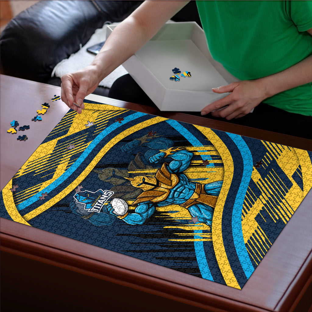 Titans Rugby Mascot Puzzle Fierce Athlete Graphic in Sports Style