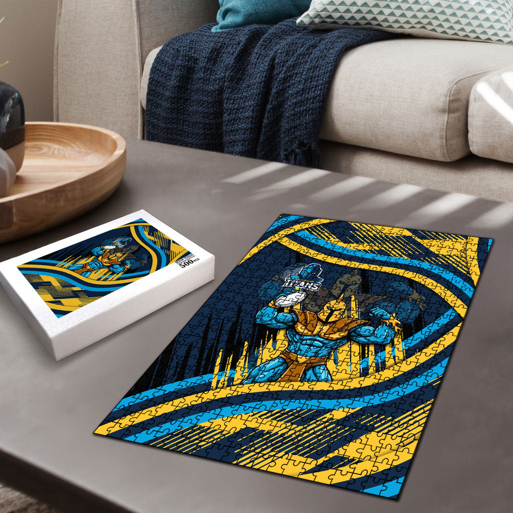 Titans Rugby Mascot Puzzle Fierce Athlete Graphic in Sports Style