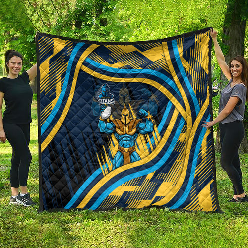 Titans Rugby Mascot Quilt Fierce Athlete Graphic in Sports Style