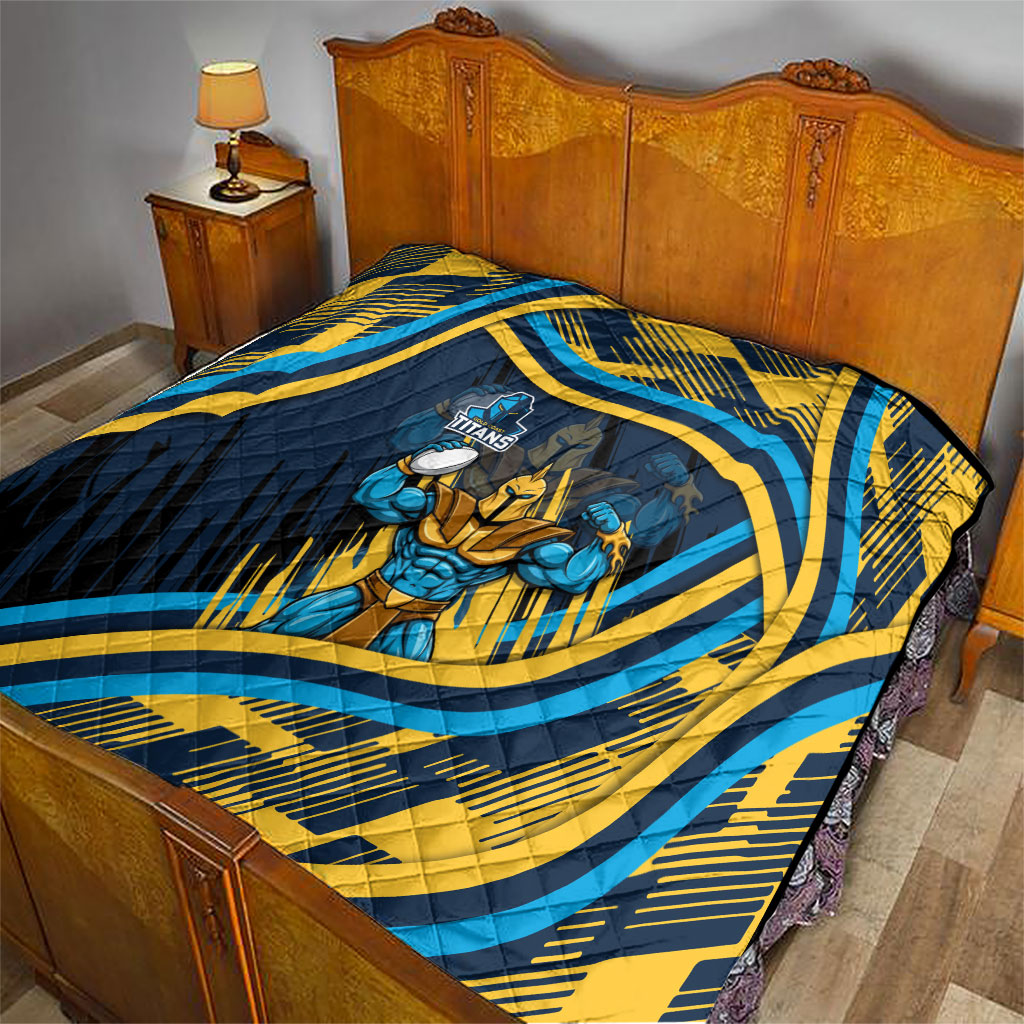 Titans Rugby Mascot Quilt Fierce Athlete Graphic in Sports Style