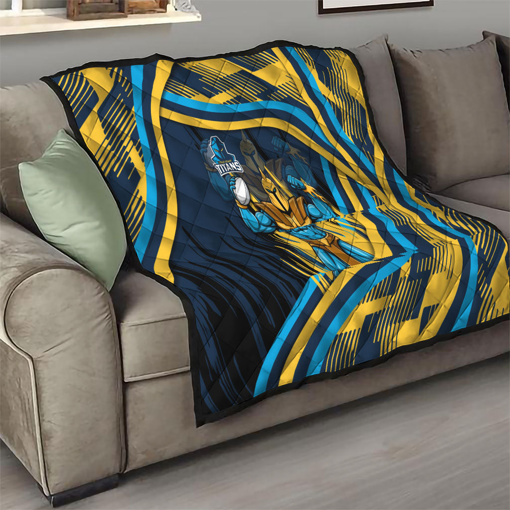 Titans Rugby Mascot Quilt Fierce Athlete Graphic in Sports Style