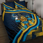 Titans Rugby Mascot Quilt Bed Set Fierce Athlete Graphic in Sports Style