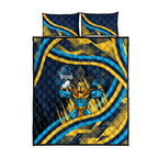 Titans Rugby Mascot Quilt Bed Set Fierce Athlete Graphic in Sports Style
