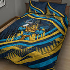 Titans Rugby Mascot Quilt Bed Set Fierce Athlete Graphic in Sports Style