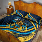 Titans Rugby Mascot Quilt Bed Set Fierce Athlete Graphic in Sports Style