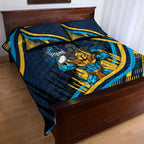 Titans Rugby Mascot Quilt Bed Set Fierce Athlete Graphic in Sports Style
