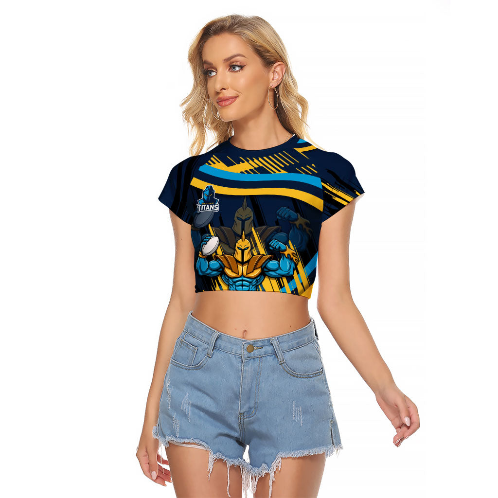Titans Rugby Mascot Raglan Cropped T Shirt Fierce Athlete Graphic in Sports Style