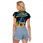 Titans Rugby Mascot Raglan Cropped T Shirt Fierce Athlete Graphic in Sports Style
