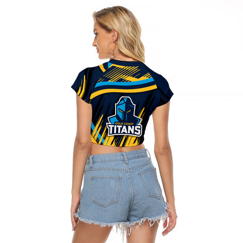 Titans Rugby Mascot Raglan Cropped T Shirt Fierce Athlete Graphic in Sports Style