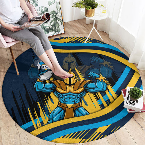 Titans Rugby Mascot Round Carpet Fierce Athlete Graphic in Sports Style