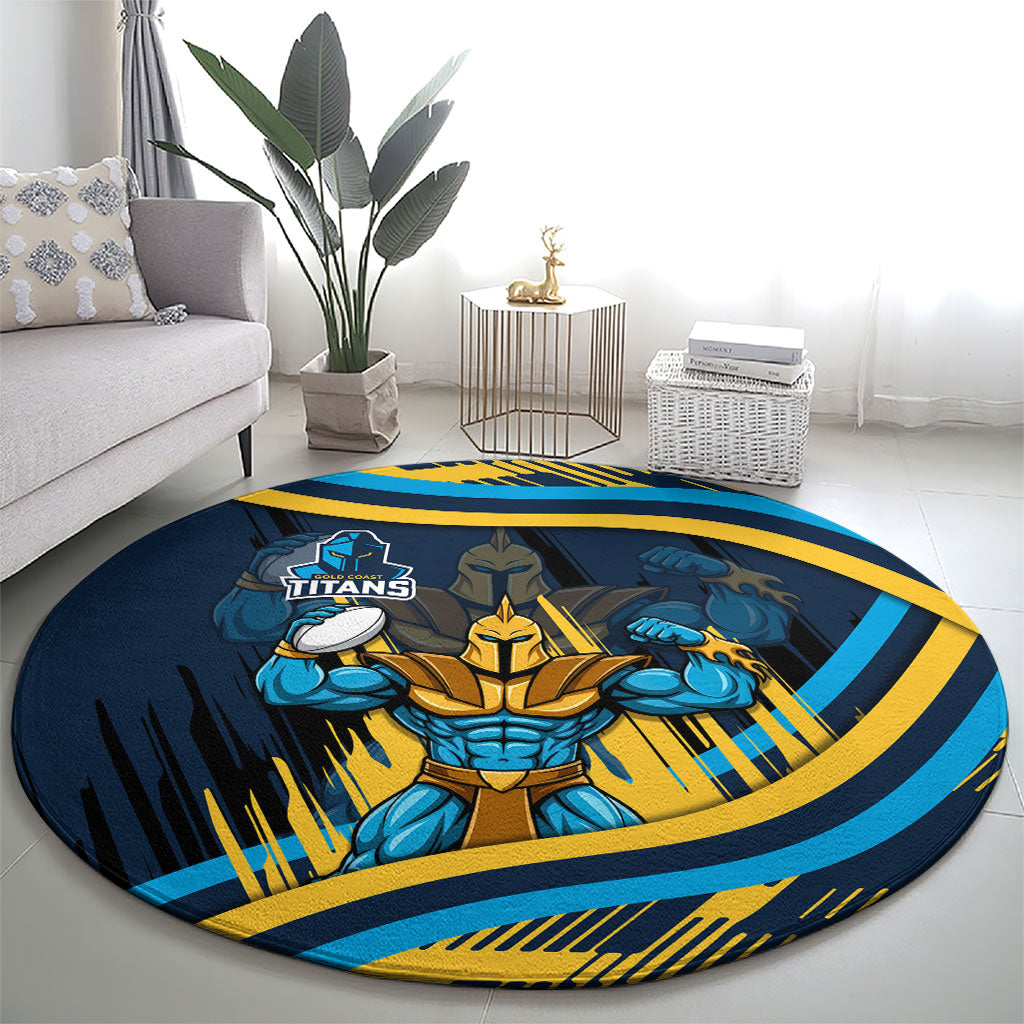 Titans Rugby Mascot Round Carpet Fierce Athlete Graphic in Sports Style