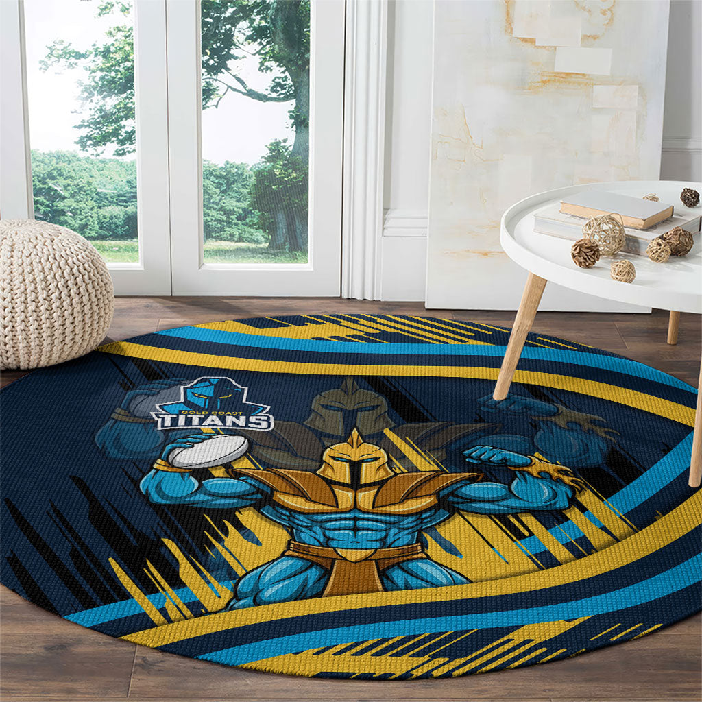 Titans Rugby Mascot Round Carpet Fierce Athlete Graphic in Sports Style