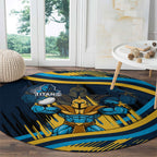 Titans Rugby Mascot Round Carpet Fierce Athlete Graphic in Sports Style