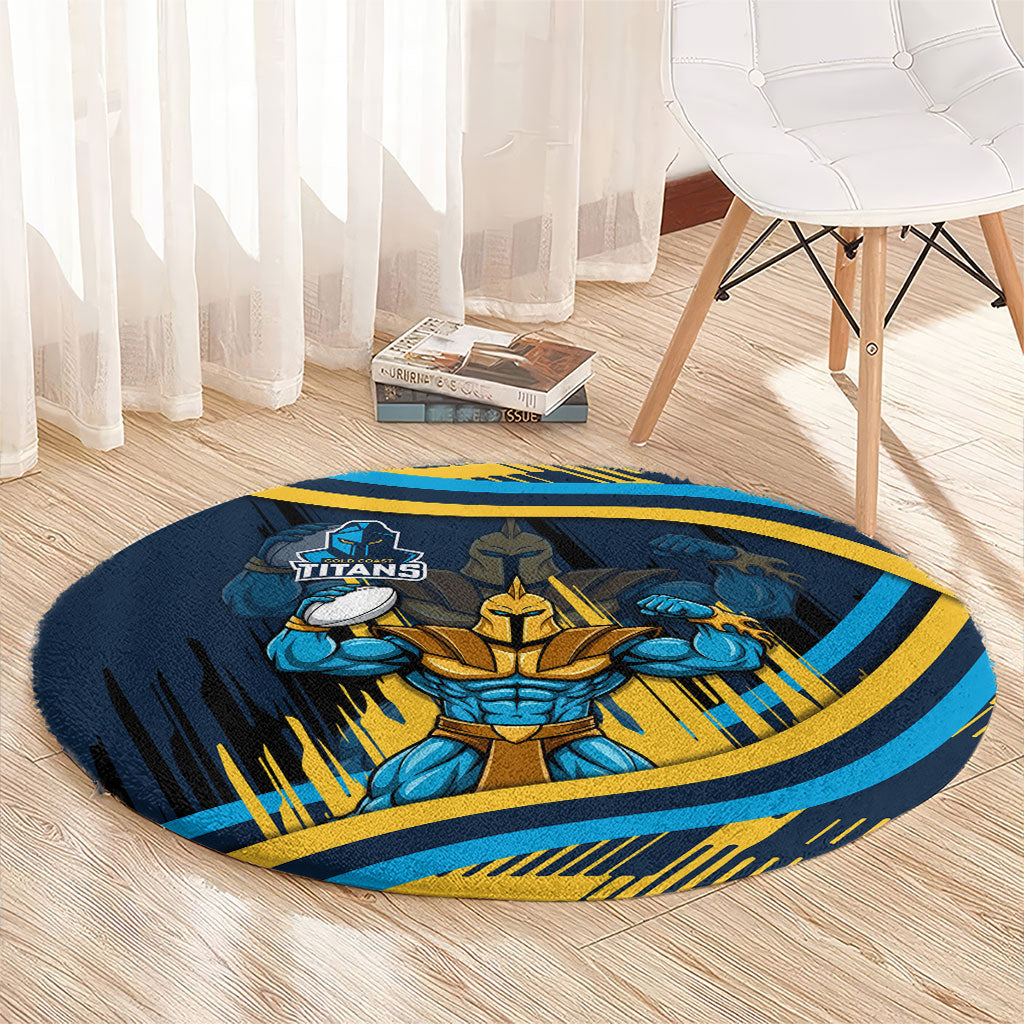 Titans Rugby Mascot Round Carpet Fierce Athlete Graphic in Sports Style