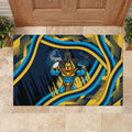 Titans Rugby Mascot Rubber Doormat Fierce Athlete Graphic in Sports Style