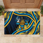 Titans Rugby Mascot Rubber Doormat Fierce Athlete Graphic in Sports Style