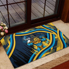 Titans Rugby Mascot Rubber Doormat Fierce Athlete Graphic in Sports Style