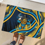 Titans Rugby Mascot Rubber Doormat Fierce Athlete Graphic in Sports Style