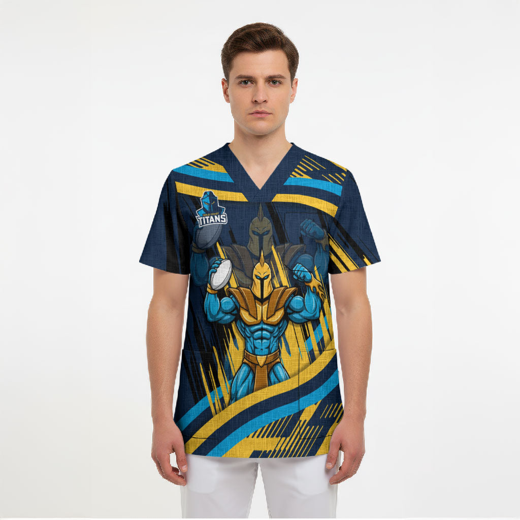 Titans Rugby Mascot Scrub Top Fierce Athlete Graphic in Sports Style