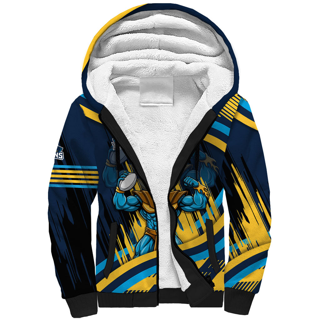 Titans Rugby Mascot Sherpa Hoodie Fierce Athlete Graphic in Sports Style