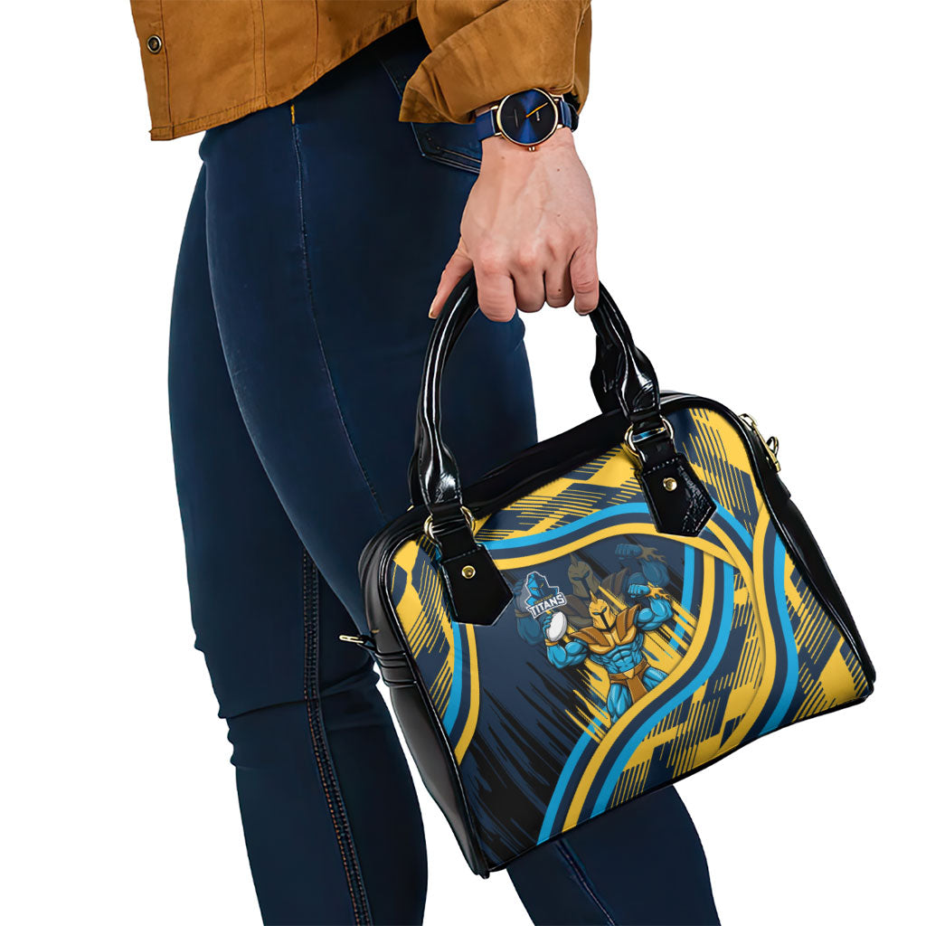 Titans Rugby Mascot Shoulder Handbag Fierce Athlete Graphic in Sports Style