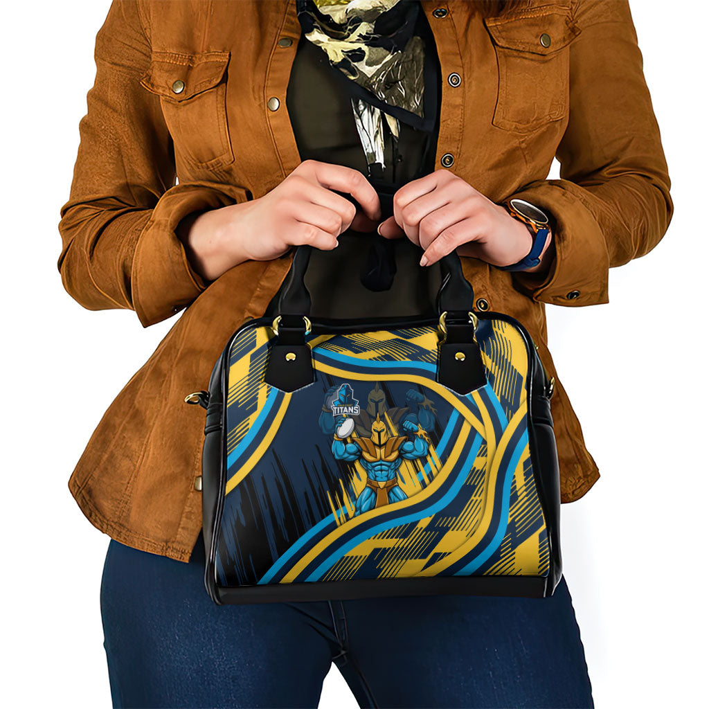 Titans Rugby Mascot Shoulder Handbag Fierce Athlete Graphic in Sports Style