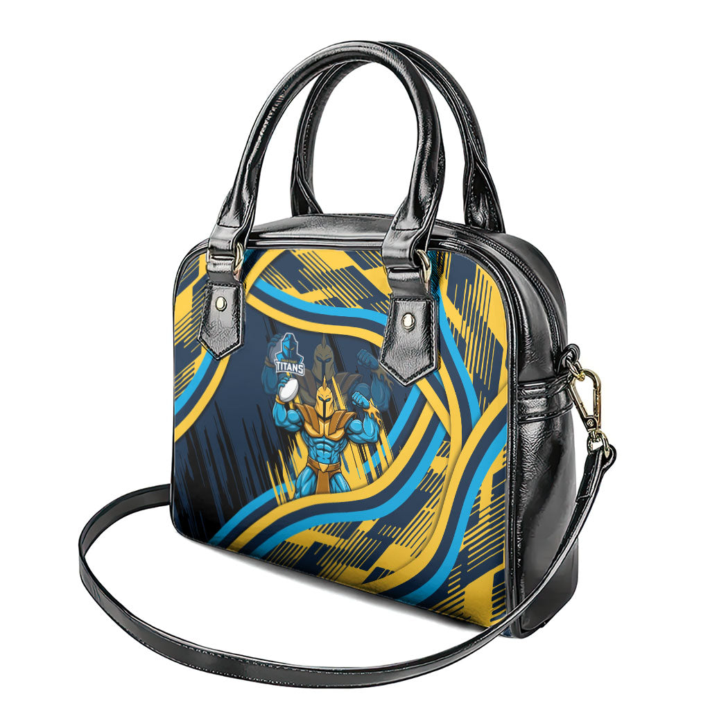 Titans Rugby Mascot Shoulder Handbag Fierce Athlete Graphic in Sports Style