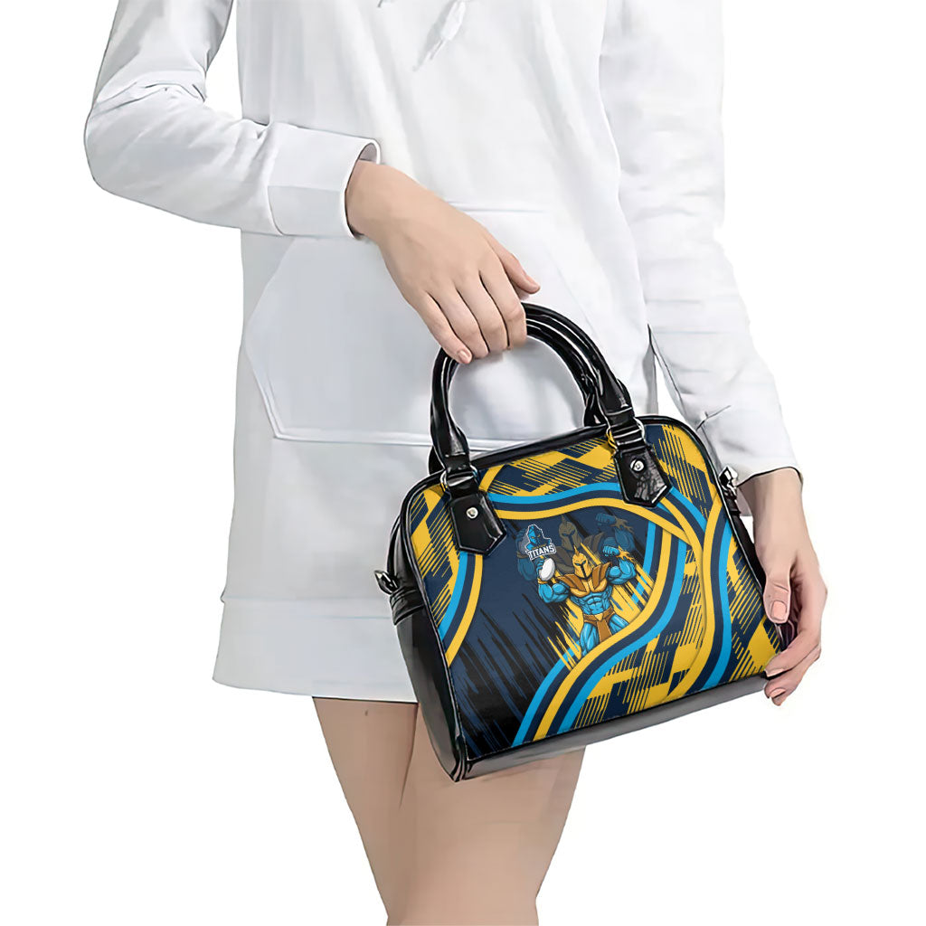 Titans Rugby Mascot Shoulder Handbag Fierce Athlete Graphic in Sports Style