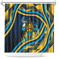 Titans Rugby Mascot Shower Curtain Fierce Athlete Graphic in Sports Style