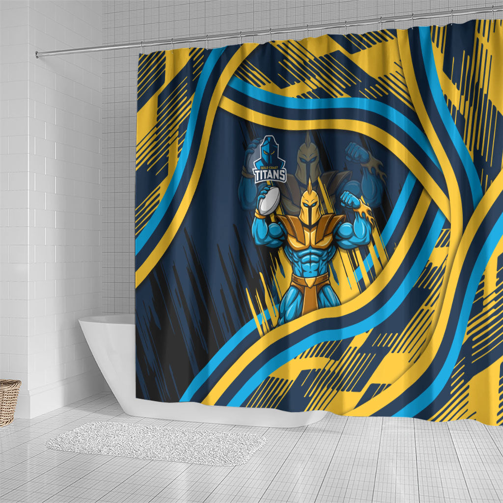 Titans Rugby Mascot Shower Curtain Fierce Athlete Graphic in Sports Style