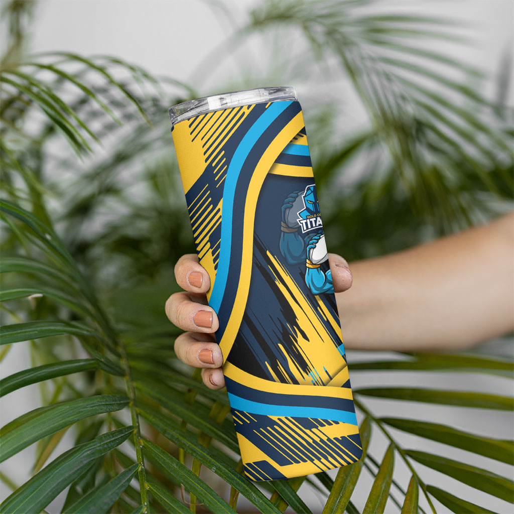Titans Rugby Mascot Skinny Tumbler Fierce Athlete Graphic in Sports Style