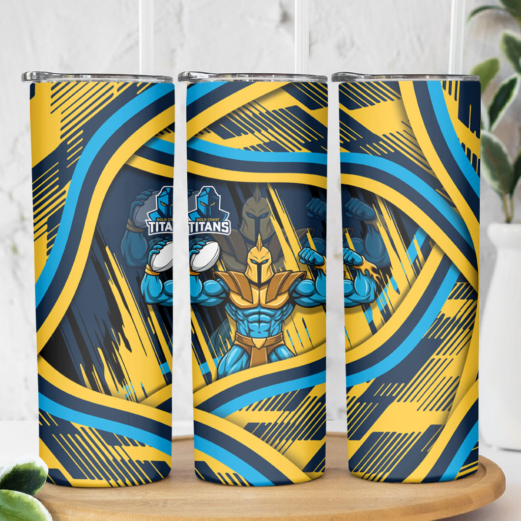 Titans Rugby Mascot Skinny Tumbler Fierce Athlete Graphic in Sports Style