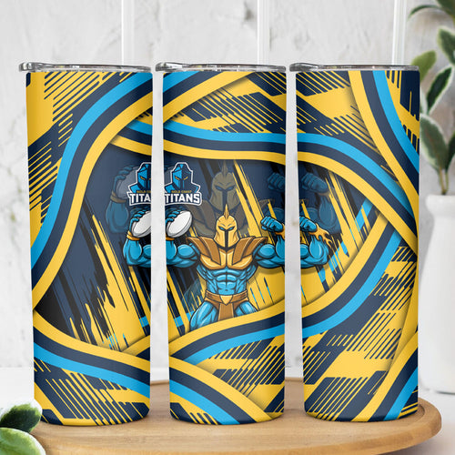 Titans Rugby Mascot Skinny Tumbler Fierce Athlete Graphic in Sports Style