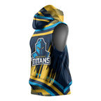 Titans Rugby Mascot Sleeveless Hoodie Fierce Athlete Graphic in Sports Style