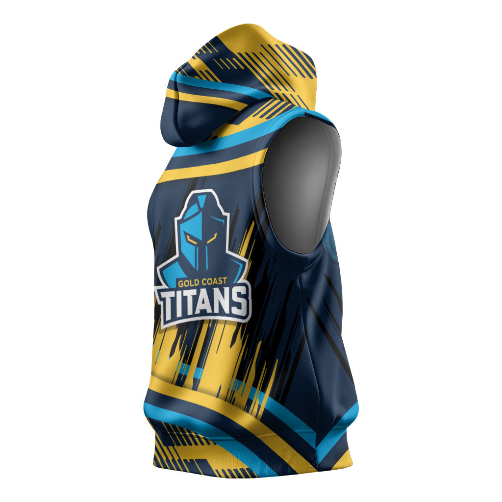 Titans Rugby Mascot Sleeveless Hoodie Fierce Athlete Graphic in Sports Style