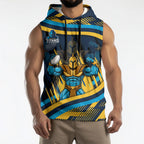 Titans Rugby Mascot Sleeveless Hoodie Fierce Athlete Graphic in Sports Style