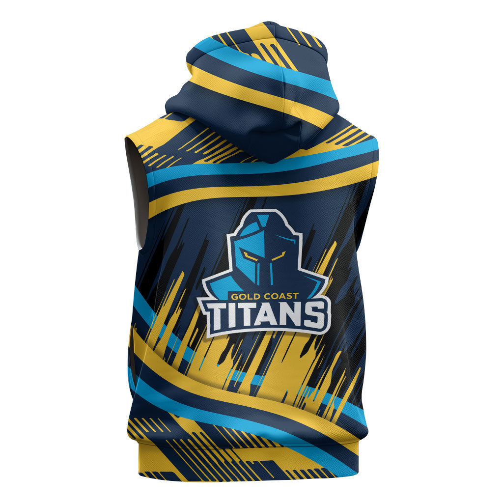 Titans Rugby Mascot Sleeveless Zip Hoodie Fierce Athlete Graphic in Sports Style