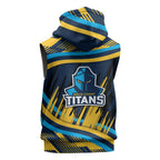 Titans Rugby Mascot Sleeveless Zip Hoodie Fierce Athlete Graphic in Sports Style