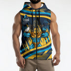 Titans Rugby Mascot Sleeveless Zip Hoodie Fierce Athlete Graphic in Sports Style