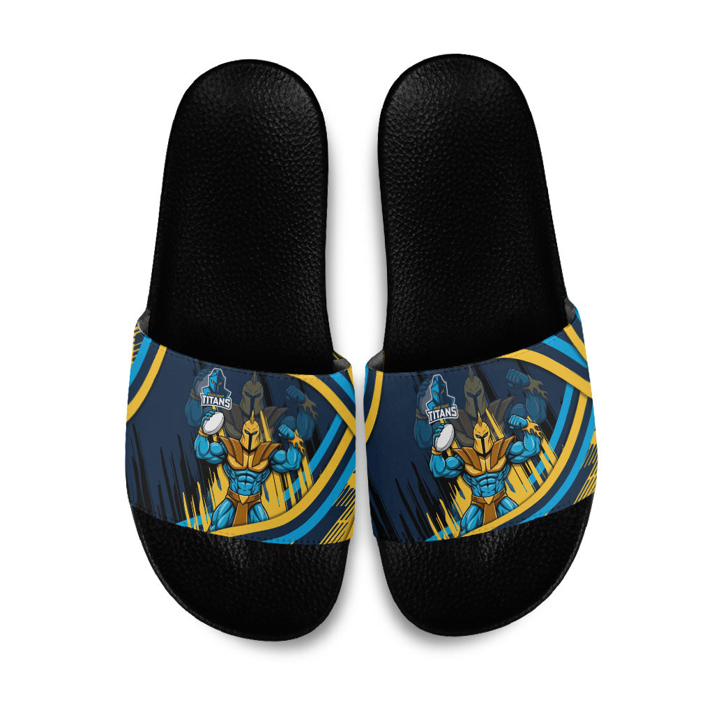 Titans Rugby Mascot Slide Sandals Fierce Athlete Graphic in Sports Style