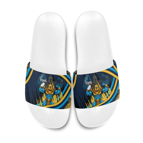 Titans Rugby Mascot Slide Sandals Fierce Athlete Graphic in Sports Style