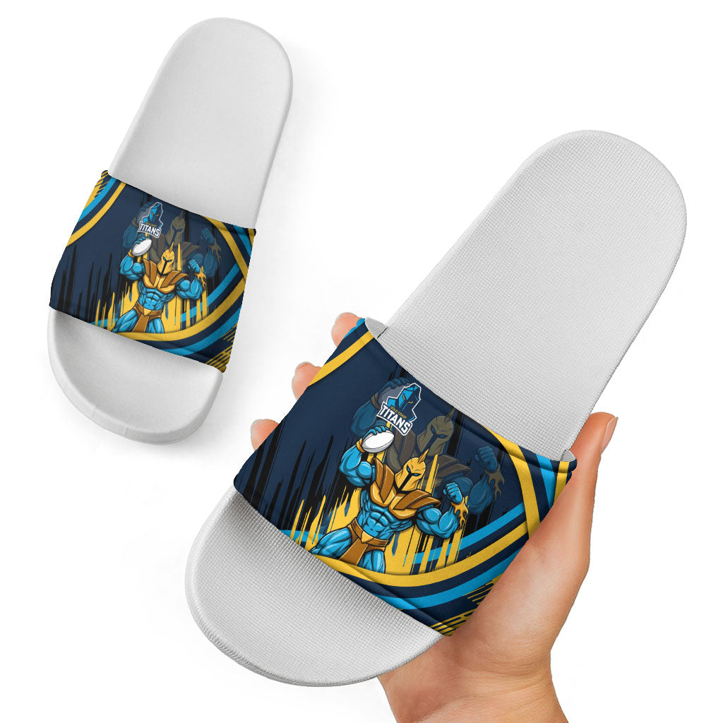 Titans Rugby Mascot Slide Sandals Fierce Athlete Graphic in Sports Style