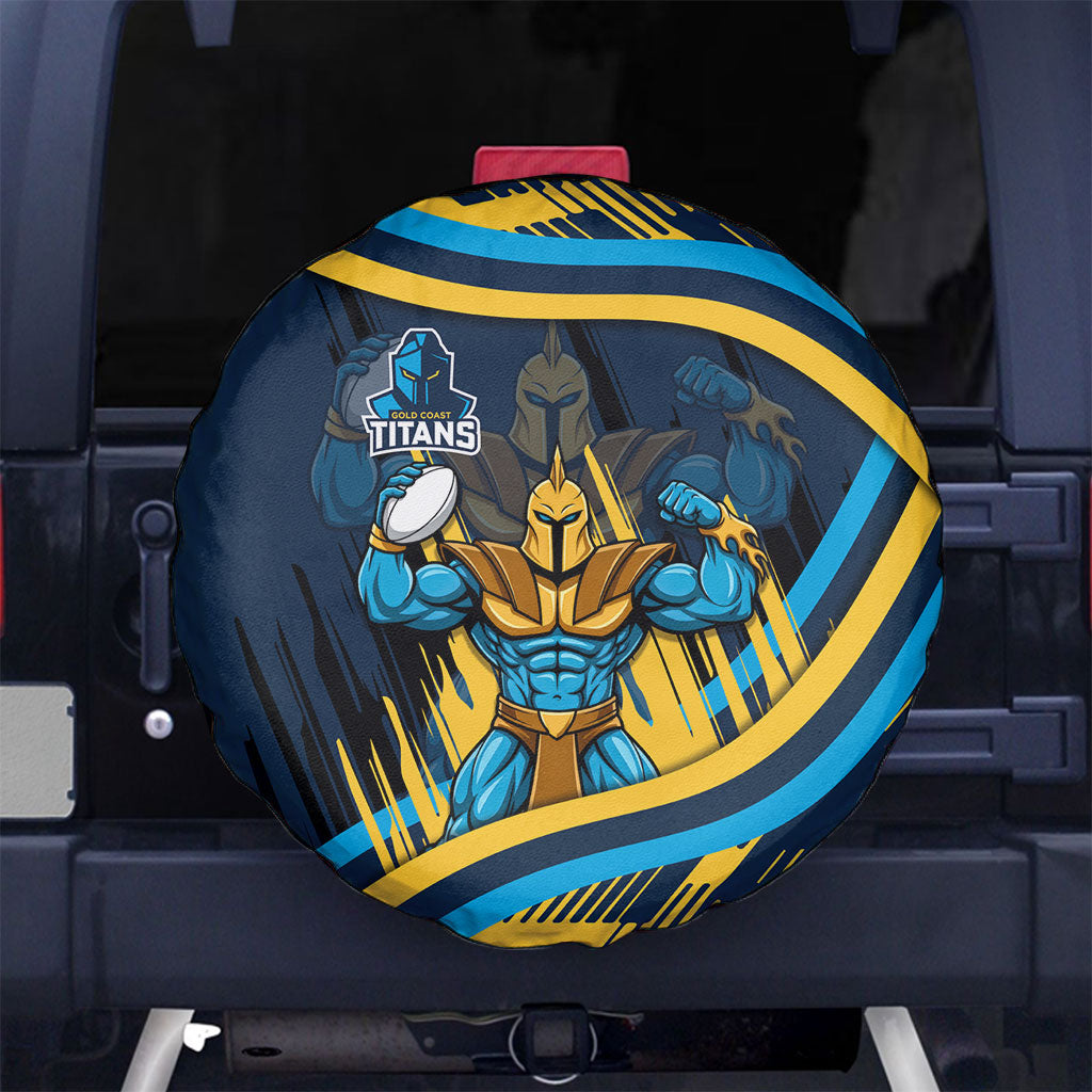 Titans Rugby Mascot Spare Tire Cover Fierce Athlete Graphic in Sports Style