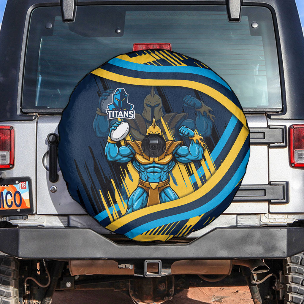 Titans Rugby Mascot Spare Tire Cover Fierce Athlete Graphic in Sports Style