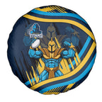 Titans Rugby Mascot Spare Tire Cover Fierce Athlete Graphic in Sports Style