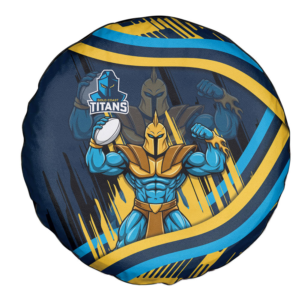 Titans Rugby Mascot Spare Tire Cover Fierce Athlete Graphic in Sports Style