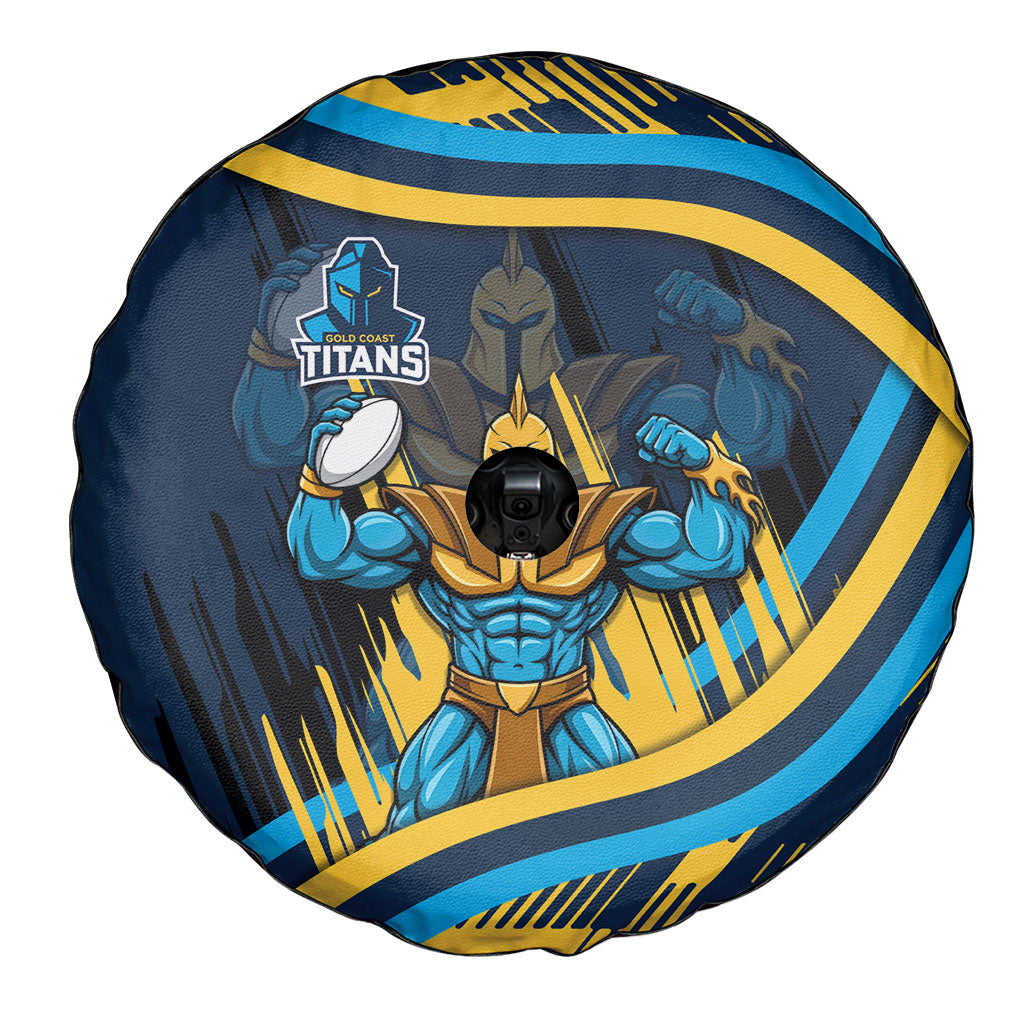 Titans Rugby Mascot Spare Tire Cover Fierce Athlete Graphic in Sports Style